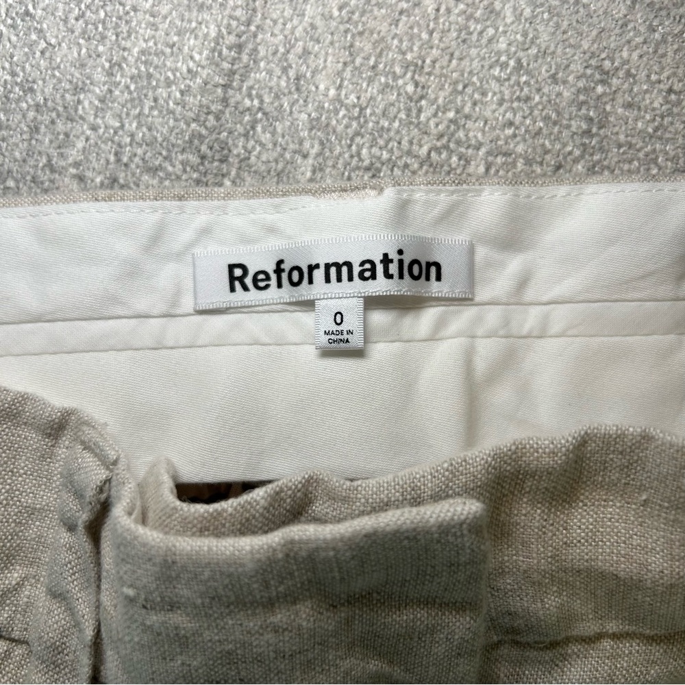 Reformation 100% Linen Pants Oatmeal Size 0 - Picture 10 of 15